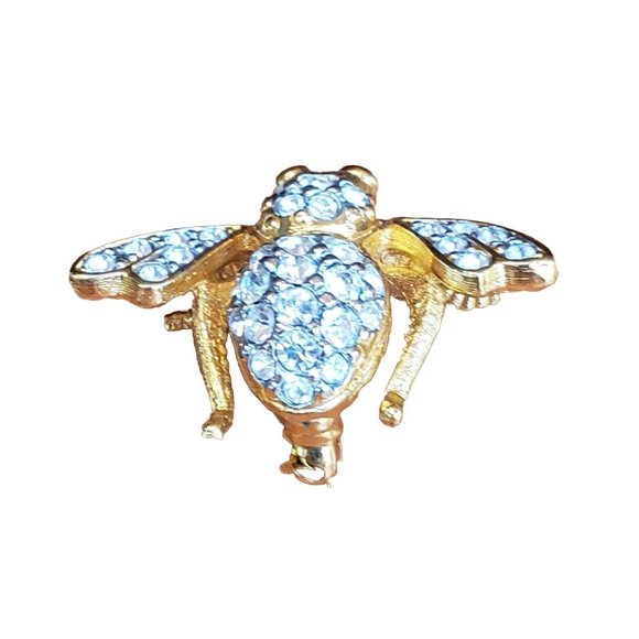 Vintage Joan Rivers Clear Rhinestone Gold Tone Bee Pin - Picture 4 of 9